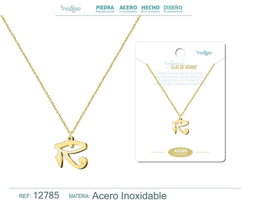 [12785] Colgante Ojo de Horus de Acero Color Dorado - Accesorios de joyería y collares