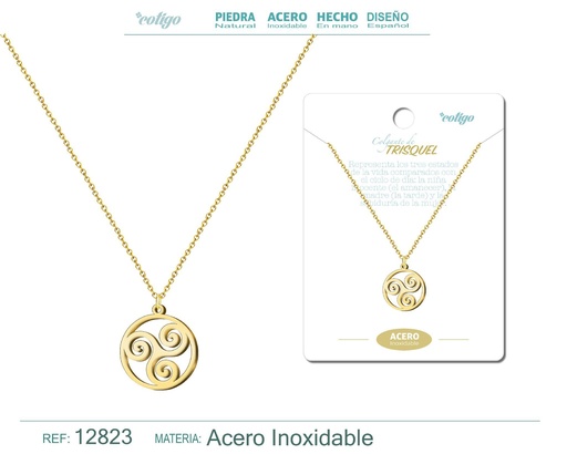 [12823] Colgante Trisquel de Acero Color Dorado - Accesorios de joyería y collares