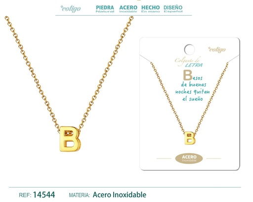 [14544] Collar letra B color dorado - Joyería personalizable y elegante