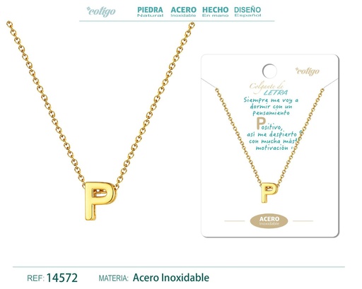 [14572] Collar letra P color dorado - Joyería personalizable y elegante