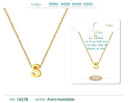 [14578] Collar letra S color dorado - Joyería personalizable y elegante