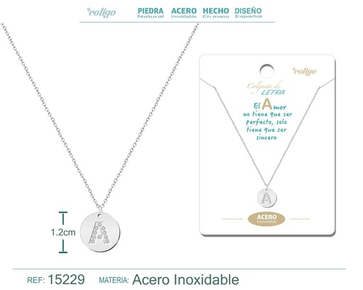 [15229] Collar con letra A en color plateado - Joyería personalizada