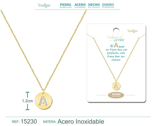 [15230] Collar con letra A en color dorado - Joyería personalizada