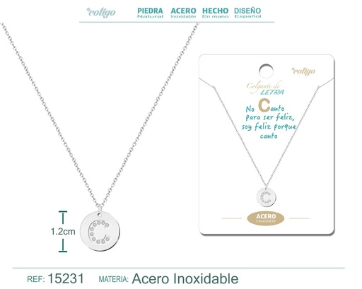 [15231] Collar con letra C en color plateado - Joyería personalizada