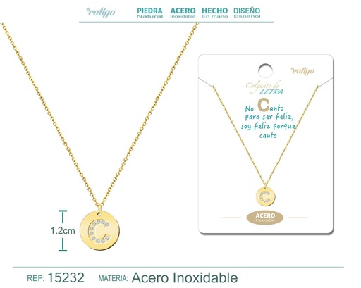 [15232] Collar con letra C en color dorado - Joyería personalizada