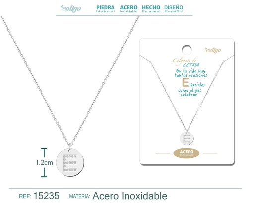 [15235] Collar con letra E en color plateado - Joyería personalizada