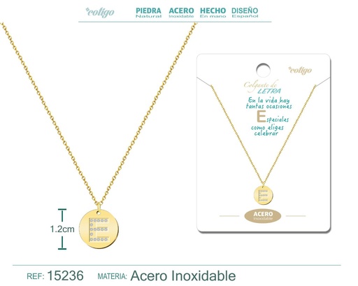 [15236] Collar con letra E en color dorado - Joyería personalizada
