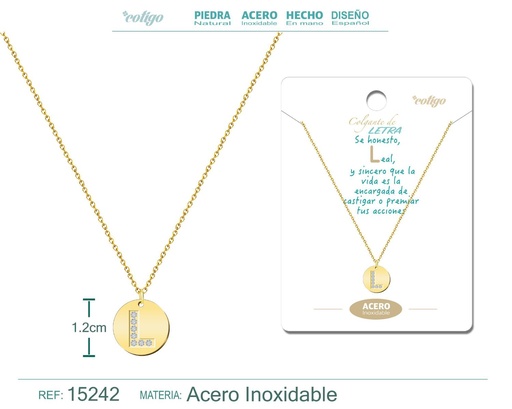 [15242] Collar con letra L en color dorado - Joyería personalizada