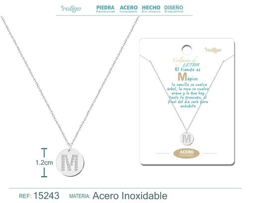 [15243] Collar con letra M en color plateado - Joyería personalizada