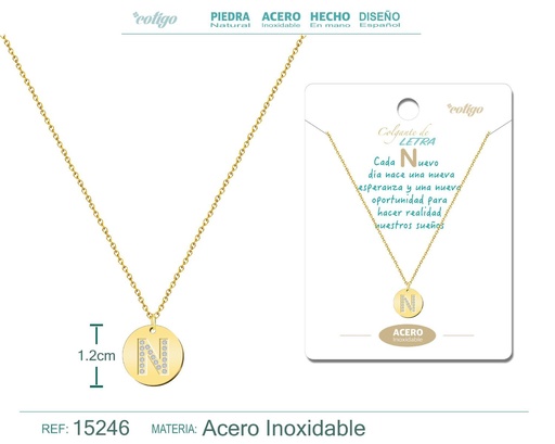 [15246] Collar con letra N en color dorado - Joyería personalizada