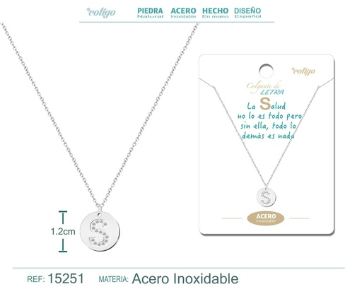 [15251] Collar con letra S en color plateado - Joyería personalizada