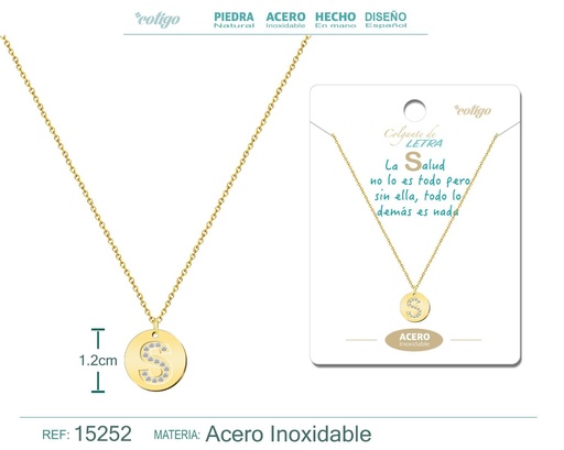 [15252] Collar con letra S en color dorado - Joyería personalizada