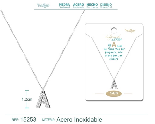 [15253] Collar con letra A en color plateado - Joyería personalizada