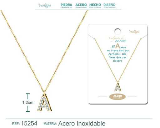 [15254] Collar con letra A en color dorado - Joyería personalizada