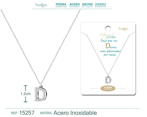 [15257] Collar con letra D en color plateado - Joyería personalizada