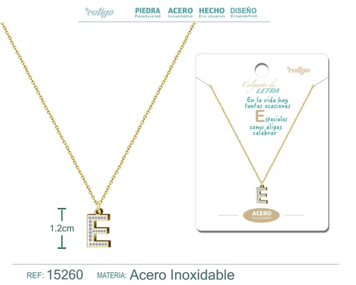 [15260] Collar con letra E color dorado - Joyería, collares y accesorios