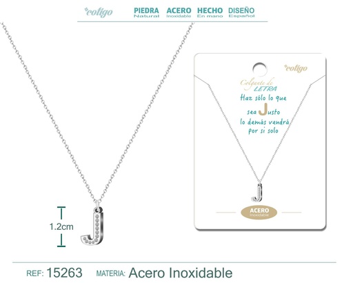 [15263] Collar con letra J color plateado - Joyería, collares y accesorios