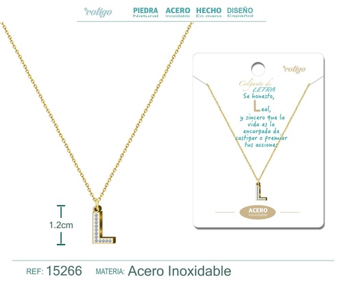 [15266] Collar con letra L color dorado - Joyería, collares y accesorios