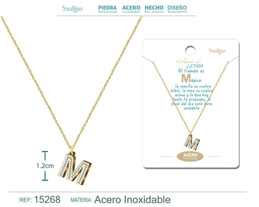 [15268] Collar con letra M color dorado - Joyería, collares y accesorios