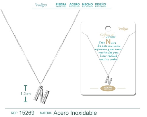 [15269] Collar con letra N color plateado - Joyería, collares y accesorios