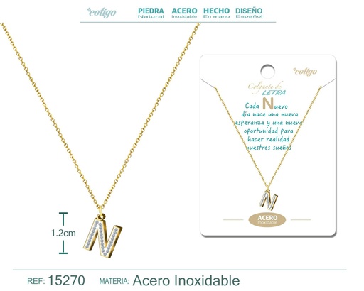 [15270] Collar con letra N color dorado - Joyería, collares y accesorios