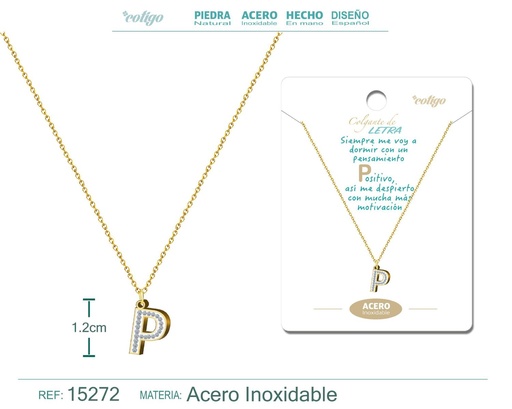 [15272] Collar con letra P en color plateado - Joyería personalizada