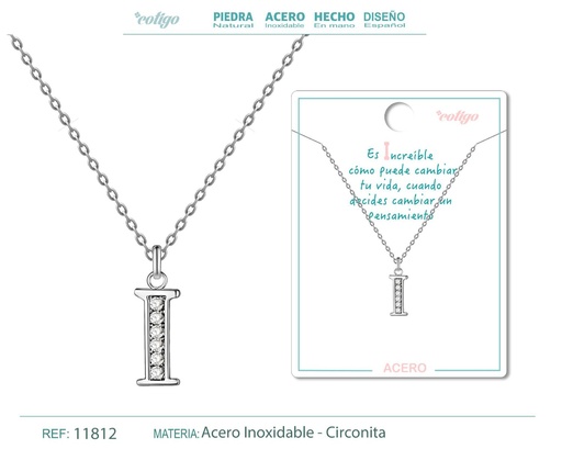 [11812] Collar letra-I con strass - Joyería brillante