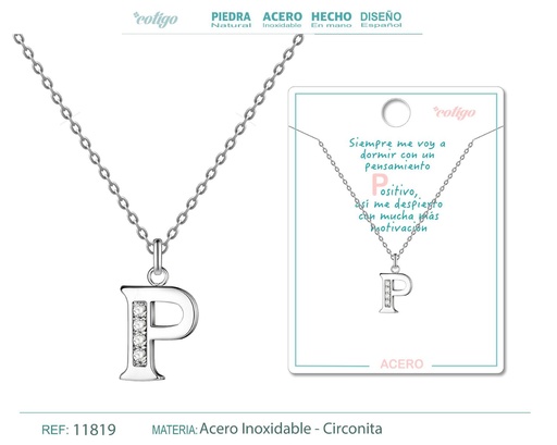 [11819] Collar letra-P con strass - Joyería brillante