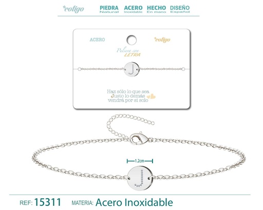 [15311] Pulsera con letra L en color plateado - Joyería de moda