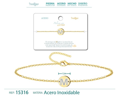 [15316] Pulsera con letra N en color dorado - Joyería de moda