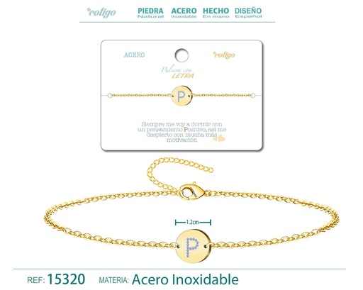 [15320] Pulsera con letra R en color dorado - Joyería de moda