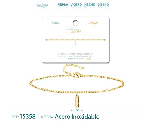 [15358] Pulsera con letra I en color dorado - Accesorios de moda