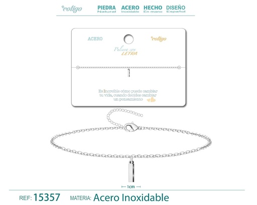 [15357] Pulsera con letra I en color plateado - Accesorios de moda