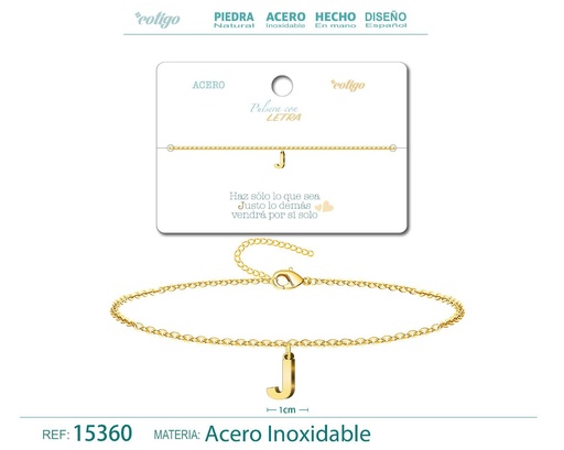 [15360] Pulsera con letra J en color dorado - Accesorios de moda