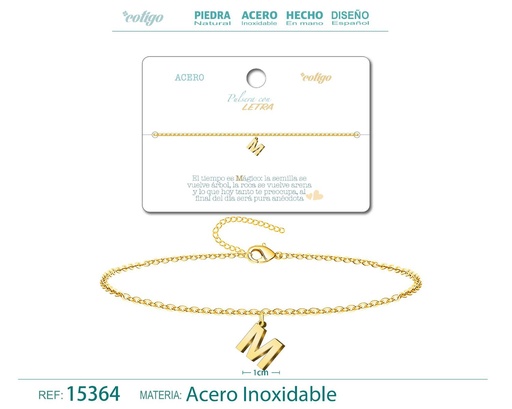 [15364] Pulsera con letra M en color dorado - Accesorios de moda