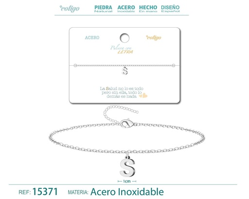 [15371] Pulsera con letra S en color plateado - Accesorios de moda