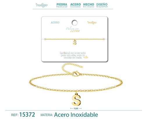 [15372] Pulsera con letra S en color dorado - Accesorios de moda