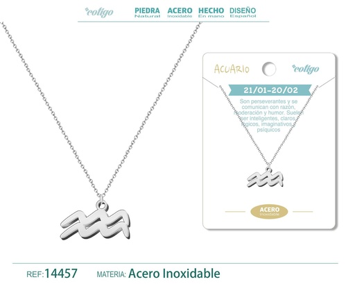 [14457] Collar zodiaco Acuario color plateado - Joyería zodiacal