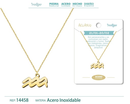 [14458] Collar zodiaco Acuario color dorado - Joyería zodiacal