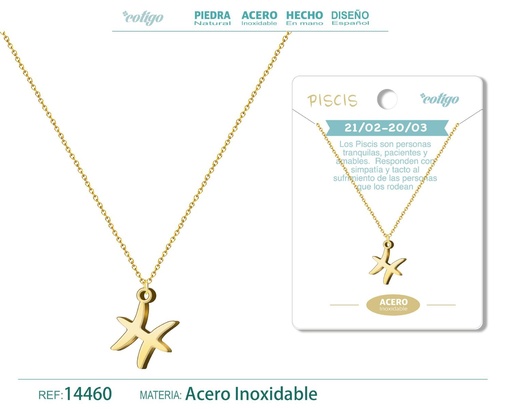 [14460] Collar zodiaco Piscis color dorado - Joyería zodiacal