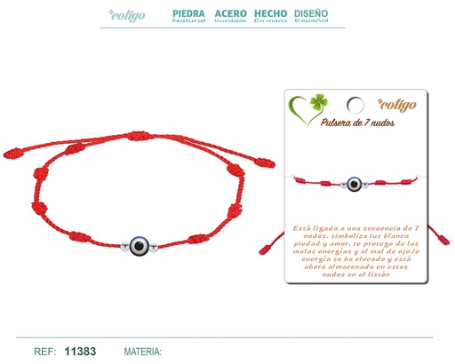 [11383] Pulsera de 7 nudos con ojo de turco - Joyería de nudos