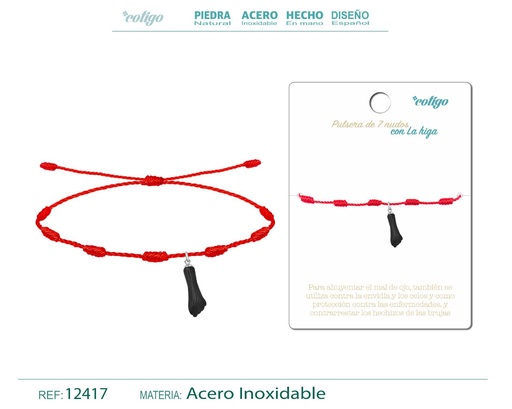 [12417] Pulsera 7 nudos con la higa negra - Pulsera de nudos