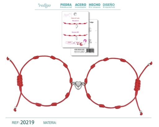 [20219] Pulsera de 7 Nudos con Corazón magnético - Pulseras de amistad 