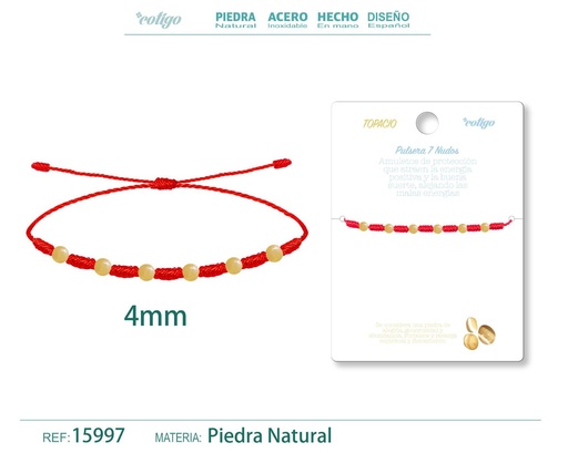 [15997] Pulsera de 7 Nudos con Topacio 4mm - Pulseras de piedras naturales