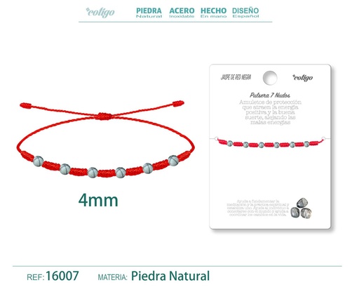 [16007] Pulsera de 7 Nudos con Jaspe de red negra 4mm - Pulseras de piedras naturales