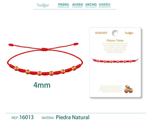 [16013] Pulsera de 7 Nudos con Aventurina marrón 4mm - Pulseras de piedras naturales