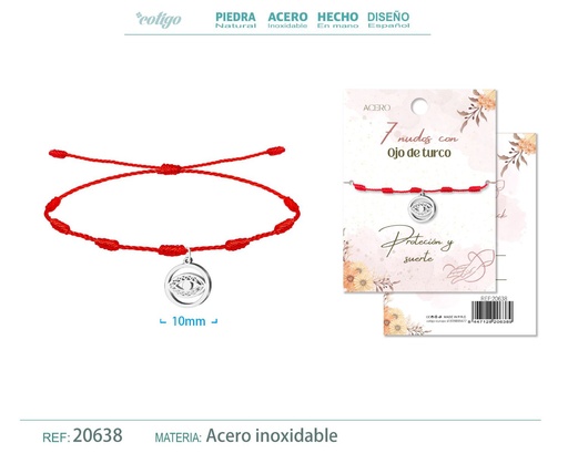[20638] Pulsera de 7 Nudos con Ojo Turco color plateado - Pulseras de suerte y protección