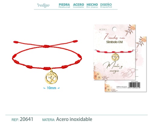 [20641] Pulsera de 7 Nudos con Símbolo OM color dorado - Pulseras de suerte y protección
