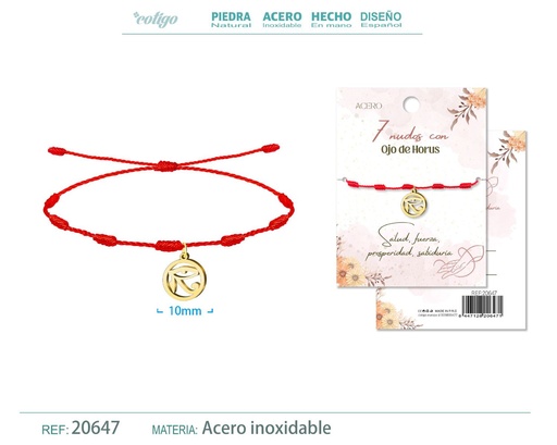 [20647] Pulsera de 7 Nudos con Ojo de Horus color dorado - Pulseras de suerte y protección