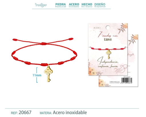 [20667] Pulsera de 7 Nudos con Llave color dorado - Pulseras de suerte y protección